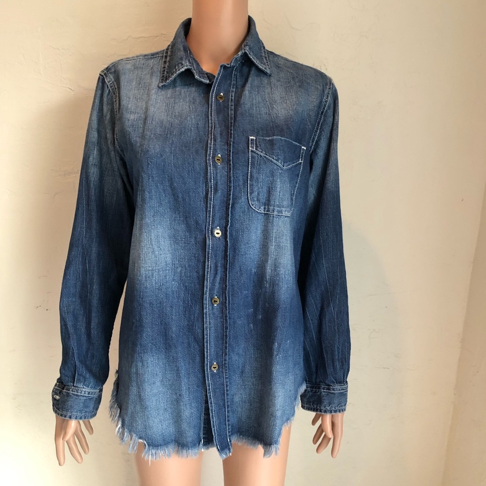 The Prep School Current Elliot Women’s Size S Blue Denim Jeans Button-Up Shirt